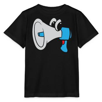 Mégaphone / Mégaphone - Bleu avec les yeux - T-shirt bio MINI CREATOR Stanley/Stella Enfant - noir - Devant - Mikhail (115cm)