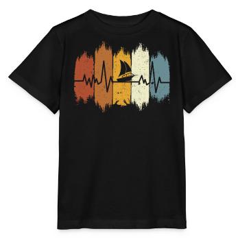 Bateau à moteur rétro heartbeat bateau à moteur - T-shirt bio MINI CREATOR Stanley/Stella Enfant - noir - Devant - Mikhail (115cm)