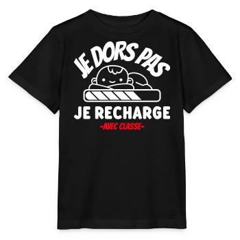 Je dors pas je recharge. Bébé humour. - T-shirt bio MINI CREATOR Stanley/Stella Enfant - noir - Devant - Mikhail (115cm)