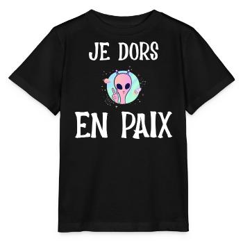 Je dors en paix. Alien mignon - T-shirt bio MINI CREATOR Stanley/Stella Enfant - noir - Devant - Mikhail (115cm)
