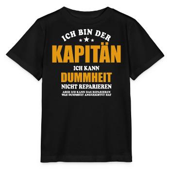 Ich bin Kapitän ich kann Dummheit nicht reparieren - Stanley/Stella Kinder T-Shirt MINI CREATOR  - Schwarz - Vorne - Mikhail (115cm)
