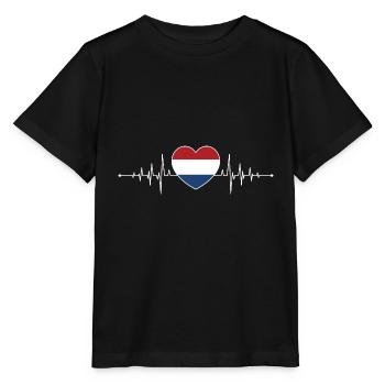 Niederlande Herzschlag Holland Flagge Holländer - Stanley/Stella Kinder T-Shirt MINI CREATOR  - Schwarz - Vorne - Mikhail (115cm)