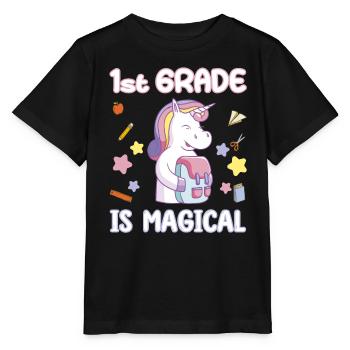 1st Grade is magical - Unicorn School Start - Stanley/Stella MINI CREATOR Kids’ T-Shirt - black - Front - Mikhail (115cm)