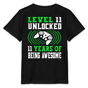 Niveau 11 débloqué - 11 Anniversaire Gamer Vert - T-shirt bio MINI CREATOR Stanley/Stella Enfant - noir - Devant - Mikhail (115cm)