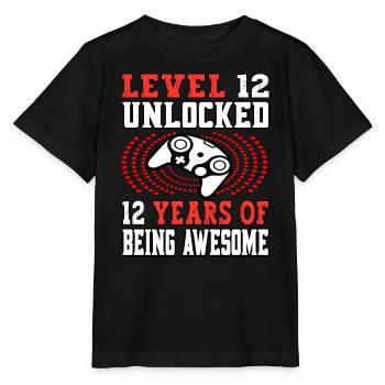 Level 12 unlocked - 12 Birthday Gamer red - Stanley/Stella MINI CREATOR Kids’ T-Shirt - black - Front - Mikhail (115cm)