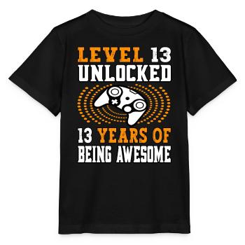 Level 13 unlocked - 13 Birthday Gamer orange - Stanley/Stella MINI CREATOR Kids’ T-Shirt - black - Front - Mikhail (115cm)