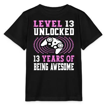 Level 13 unlocked - 13 Birthday Gamer pink - Stanley/Stella MINI CREATOR Kids’ T-Shirt - black - Front - Mikhail (115cm)