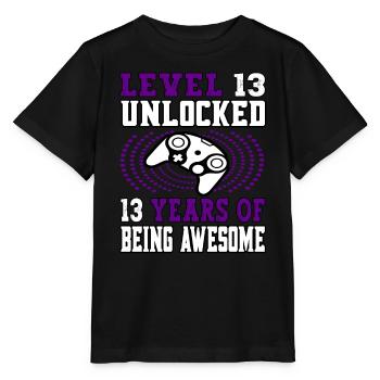 Level 13 unlocked - 13 Birthday Gamer purple - Stanley/Stella MINI CREATOR Kids’ T-Shirt - black - Front - Mikhail (115cm)