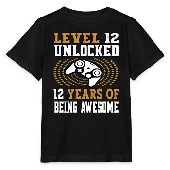 Level 12 unlocked - 12 Birthday Gamer golden - Stanley/Stella MINI CREATOR Kids’ T-Shirt - black - Front - Mikhail (115cm)