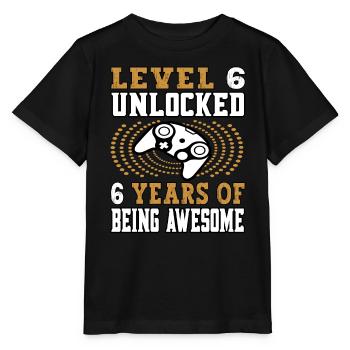 Level 6 unlocked 6 years old - 6 birthday gold - Stanley/Stella MINI CREATOR Kids’ T-Shirt - black - Front - Mikhail (115cm)