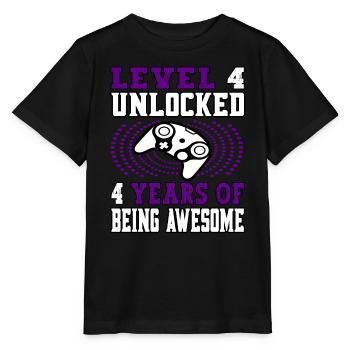 Niveau 4 débloqué 4 ans - 4 ans violet - T-shirt bio MINI CREATOR Stanley/Stella Enfant - noir - Devant - Mikhail (115cm)