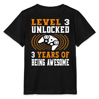 Niveau 3 débloqué 3 ans 3 anniversaire orange - T-shirt bio MINI CREATOR Stanley/Stella Enfant - noir - Devant - Mikhail (115cm)