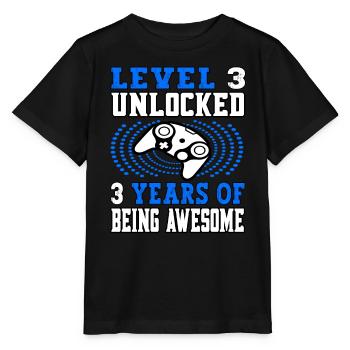 Niveau 3 débloqué 3 ans 3 anniversaire bleu - T-shirt bio MINI CREATOR Stanley/Stella Enfant - noir - Devant - Mikhail (115cm)