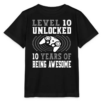 Level 10 unlocked - 10 Birthday Gamer grey - Stanley/Stella MINI CREATOR Kids’ T-Shirt - black - Front - Mikhail (115cm)