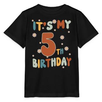 Its my 5 Birthday - Hippie Groovy Flowers - Stanley/Stella MINI CREATOR Kids’ T-Shirt - black - Front - Mikhail (115cm)