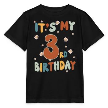 Its my 3 Birthday - Hippie Groovy Flowers - Stanley/Stella MINI CREATOR Kids’ T-Shirt - black - Front - Mikhail (115cm)