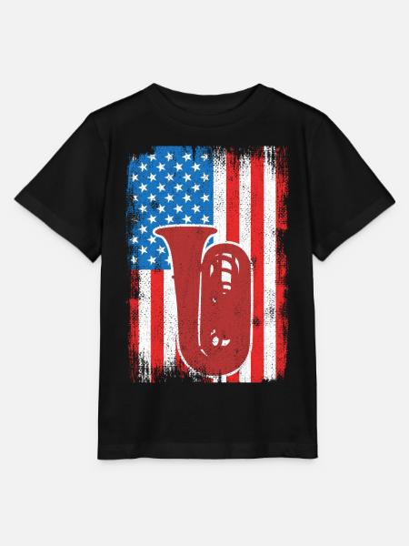 Tubaspieler US Flagge - Stanley/Stella Kinder T-Shirt MINI CREATOR  - Schwarz