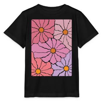 Boho Flora Blumen - Stanley/Stella Kinder T-Shirt MINI CREATOR  - Schwarz - Vorne - Mikhail (115cm)