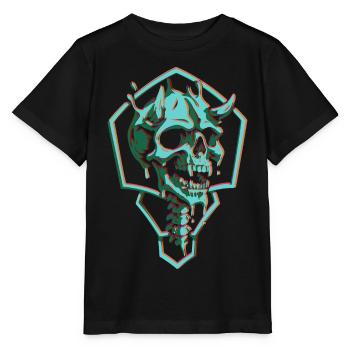 Neon Totenschädel im Sechseck - Stanley/Stella Kinder T-Shirt MINI CREATOR  - Schwarz - Vorne - Mikhail (115cm)