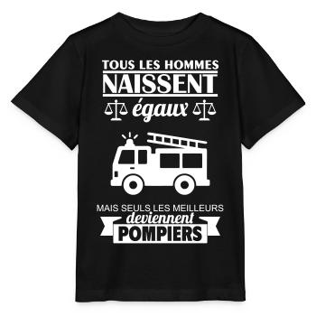 Alle Männer werden als Feuerwehrleute geboren. Feuerwehrmann - Stanley/Stella Kinder T-Shirt MINI CREATOR  - Schwarz - Vorne - Mikhail (115cm)