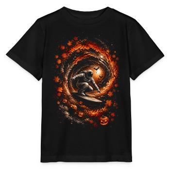 Surfer Astronaut - Fall Spiral - Halloween - Stanley/Stella MINI CREATOR Kids’ T-Shirt - black - Front - Mikhail (115cm)