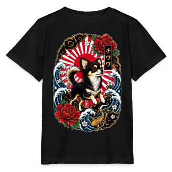 Chihuahua im japanischen Tattoo Style - Stanley/Stella Kinder T-Shirt MINI CREATOR  - Schwarz - Vorne - Mikhail (115cm)