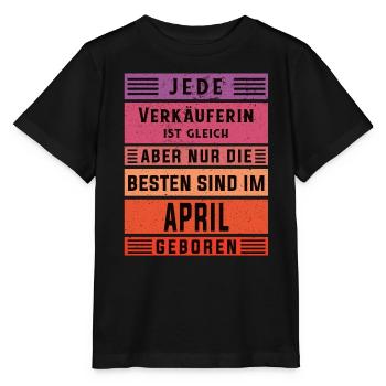 Einzelhändler Geburtstag April geboren Verkäuferin - Stanley/Stella Kinder T-Shirt MINI CREATOR  - Schwarz - Vorne - Mikhail (115cm)