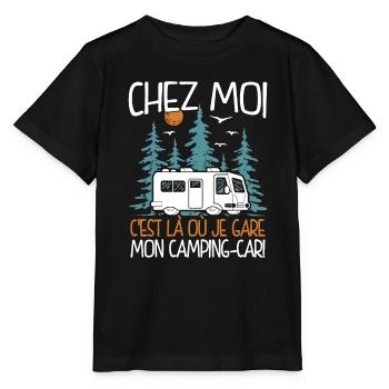 Chez Moi C'est Là Où Je Gare Mon Camping-car - T-shirt bio MINI CREATOR Stanley/Stella Enfant - noir - Devant - Mikhail (115cm)