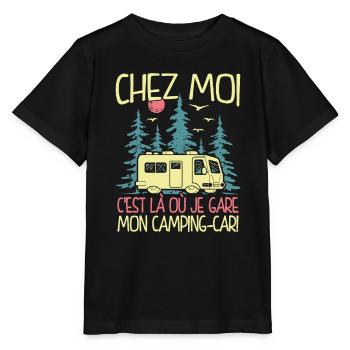 Chez Moi C'est Là Où Je Gare Mon Camping-car - T-shirt bio MINI CREATOR Stanley/Stella Enfant - noir - Devant - Mikhail (115cm)