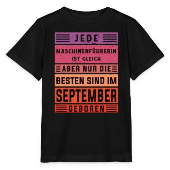 Geburtstag September geboren Anlagen und - Stanley/Stella Kinder T-Shirt MINI CREATOR  - Schwarz - Vorne - Mikhail (115cm)