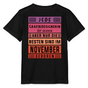 Illustrator Geburtstag November geboren - Stanley/Stella Kinder T-Shirt MINI CREATOR  - Schwarz - Vorne - Mikhail (115cm)