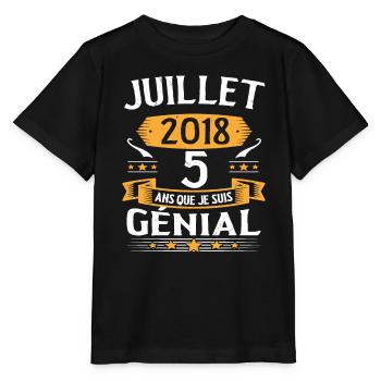 July 2018 5 years that I am awesome gift - Stanley/Stella MINI CREATOR Kids’ T-Shirt - black - Front - Mikhail (115cm)