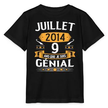 Juli 2014 9 Jahre Ich bin ein tolles Geschenk - Stanley/Stella Kinder T-Shirt MINI CREATOR  - Schwarz - Vorne - Mikhail (115cm)
