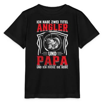 Ich habe zwei Titel Angler Und Papa - Stanley/Stella Kinder T-Shirt MINI CREATOR  - Schwarz - Vorne - Mikhail (115cm)