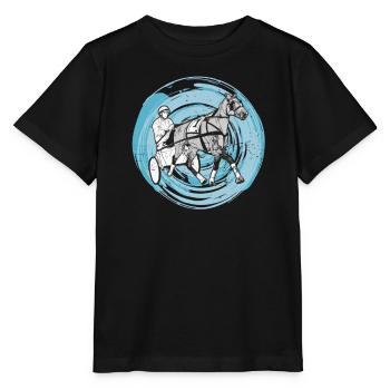 Trabrennpferd Trabrennsport Pferdesport Pferde - Stanley/Stella Kinder T-Shirt MINI CREATOR  - Schwarz - Vorne - Mikhail (115cm)