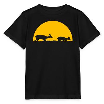 Cerf au coucher du soleil - T-shirt bio MINI CREATOR Stanley/Stella Enfant - noir - Devant - Mikhail (115cm)