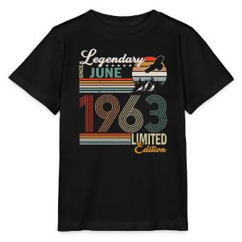 Juni 1963. Geburtstagsgeschenk Juni 1963. Juni. - Stanley/Stella Kinder T-Shirt MINI CREATOR  - Schwarz - Vorne - Mikhail (115cm)