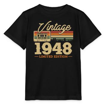 1948 - 75/76. Geburtstag - Stanley/Stella Kinder T-Shirt MINI CREATOR  - Schwarz - Vorne - Mikhail (115cm)