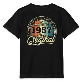 Cadeau d’anniversaire nostalgique 1957 - T-shirt bio MINI CREATOR Stanley/Stella Enfant - noir - Devant - Mikhail (115cm)