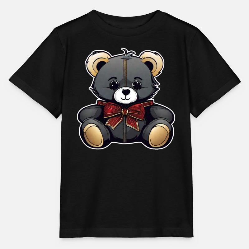 Niedlicher Teddy Bär mit Schleife - Stanley/Stella Kinder T-Shirt MINI CREATOR  - Schwarz