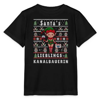 Ugly Christmas SANTA'S FAVORITE CANAL BUILDER - Stanley/Stella MINI CREATOR Kids’ T-Shirt - black - Front - Mikhail (115cm)