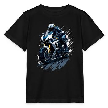 Sportmotorrad-Illustration - Stanley/Stella Kinder T-Shirt MINI CREATOR  - Schwarz - Vorne - Mikhail (115cm)