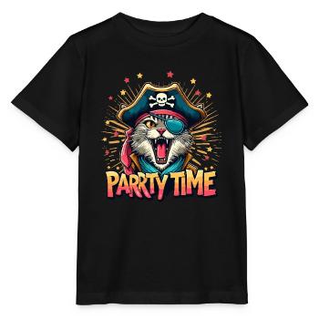 Cat Pirate Carnival Costume Cologne Alaaf Birthday - Stanley/Stella MINI CREATOR Kids’ T-Shirt - black - Front - Mikhail (115cm)