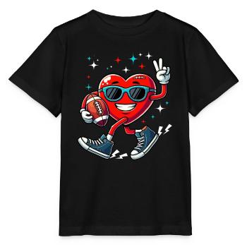 Saint-Valentin Football Chucks Coeur Amérique Drôle - T-shirt bio MINI CREATOR Stanley/Stella Enfant - noir - Devant - Mikhail (115cm)