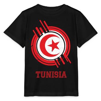 tunesien Runder Schild Landesfarben - Stanley/Stella Kinder T-Shirt MINI CREATOR  - Schwarz - Vorne - Mikhail (115cm)
