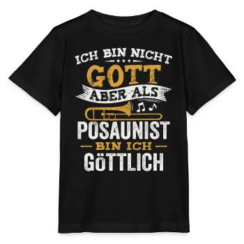 Als Posaunist bin ich göttlich Orchester Posaune - Stanley/Stella Kinder T-Shirt MINI CREATOR  - Schwarz - Vorne - Mikhail (115cm)