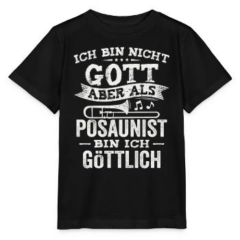 Als Posaunist bin ich göttlich Orchester Posaune - Stanley/Stella Kinder T-Shirt MINI CREATOR  - Schwarz - Vorne - Mikhail (115cm)