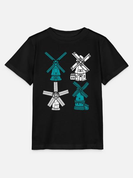 Netherlands Holland Windmill - Stanley/Stella Kinder T-Shirt MINI CREATOR - Schwarz