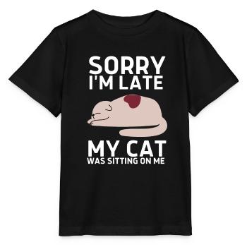 Désolé d’être en retard, mon chat était assis sur moi - T-shirt bio MINI CREATOR Stanley/Stella Enfant - noir - Devant - Mikhail (115cm)