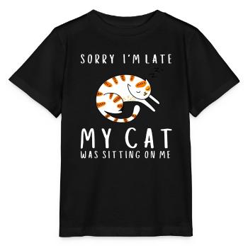 Désolé d’être en retard, mon chat était assis sur moi - T-shirt bio MINI CREATOR Stanley/Stella Enfant - noir - Devant - Mikhail (115cm)